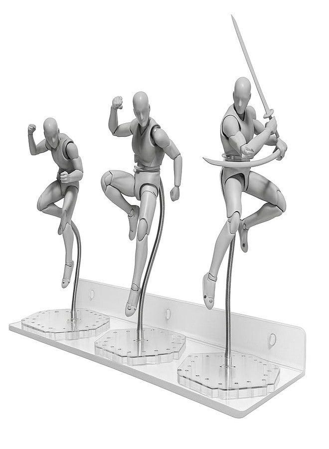 FaitAtten 3 Pack Acrylic Floating with Metal Snake Tube Bracket Action Figure Stand Wall Shelf,Action Figure Display Holder Stand Base Compatible with HG RG SD SHF Gundam 1/144 Toy - Image 1