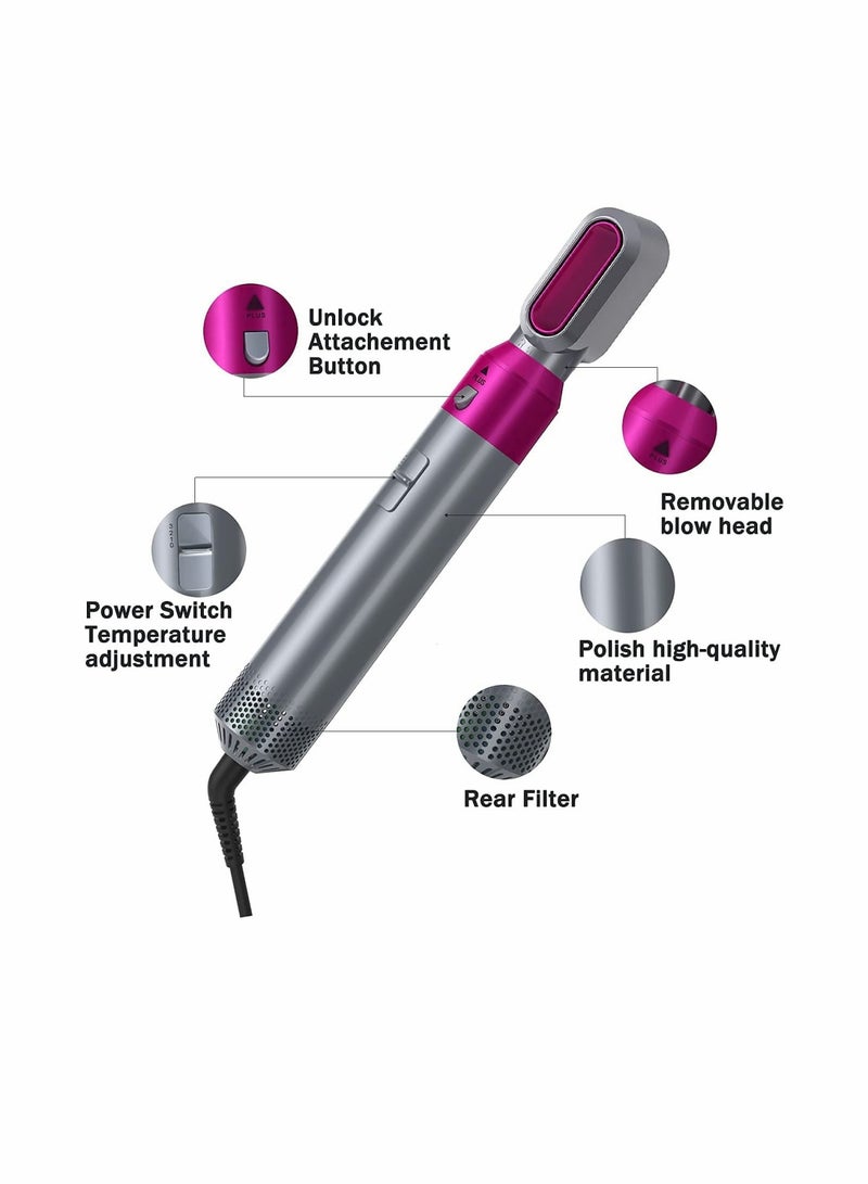 Zikra Hair Dryer Brush 5 in 1 Hair Styler Hot Air Brush Airwrap Styler Negative Ion Comb for Straigntening Curling Hair Styling Appliances with 5 Interchangeable Brushes - Image 5