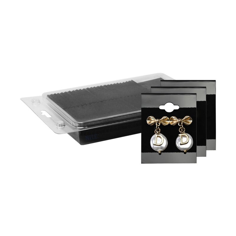 MOOCA 100 pieces of 15 x 2inch plain black velvet hanging earring cards serve as earring holders and display cards for ear studs hooks clip earrings and more Made of plastic designed to showcas
