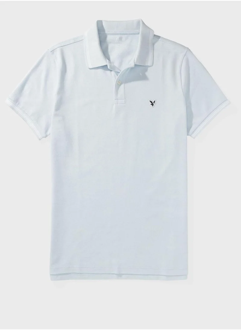 American Eagle Collar Line Logo Detail Short Sleeve Polo Shirt