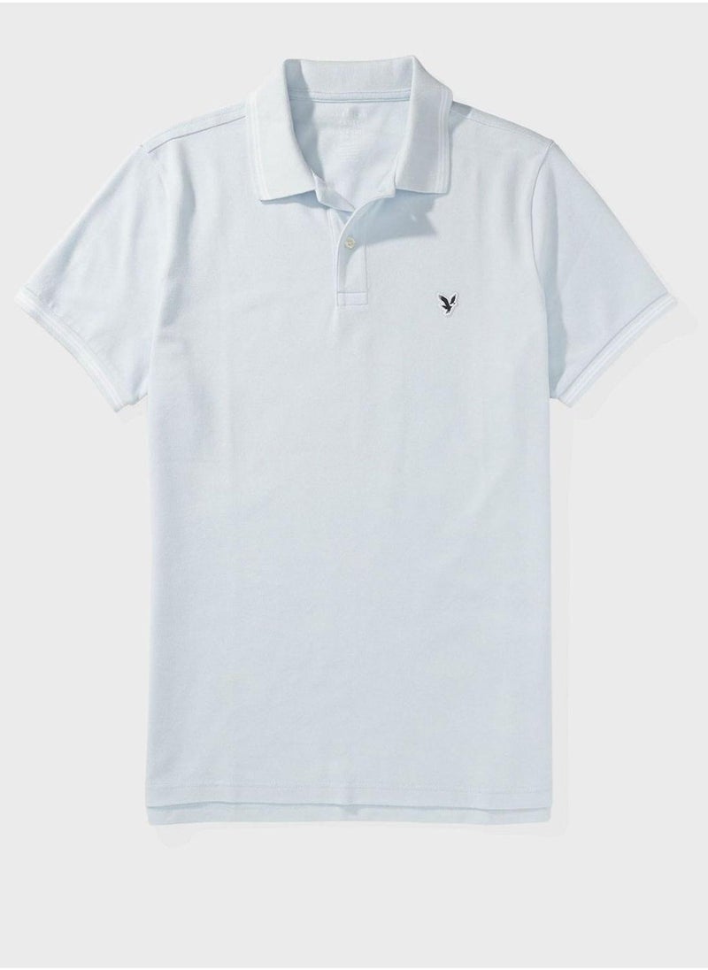American Eagle - Collar Line Logo Detail Short Sleeve Polo Shirt - Image 1