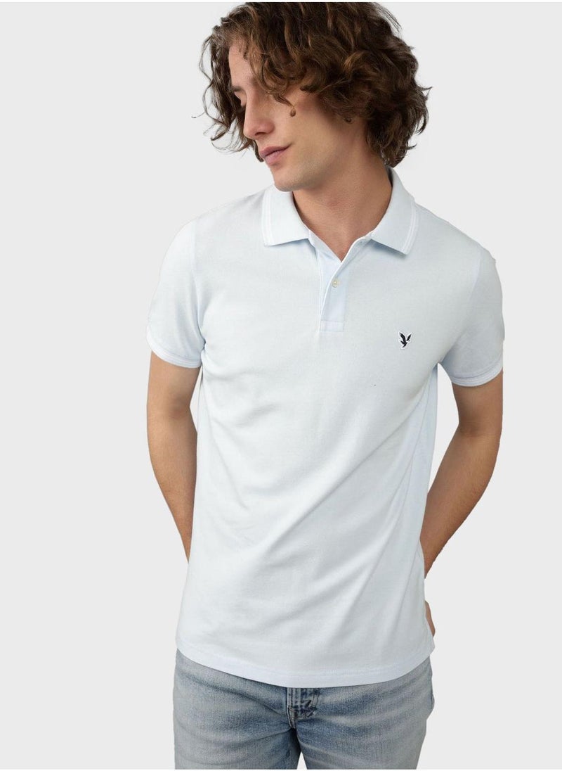American Eagle - Collar Line Logo Detail Short Sleeve Polo Shirt - Image 1