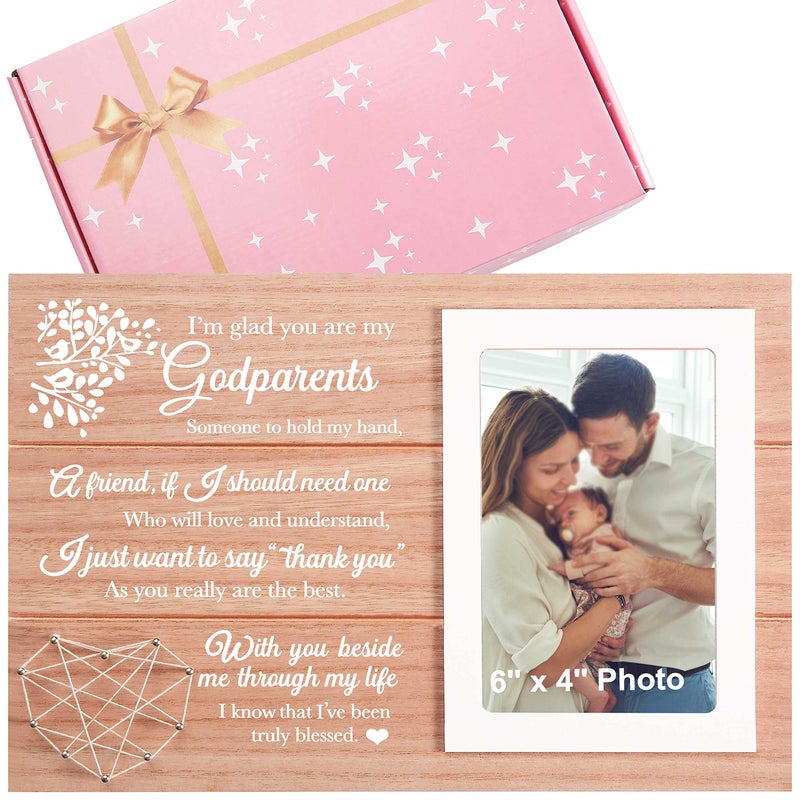 Sioial Unique Godparents Photo Frame KeepsakeThank You GiftBaptism Christening Gift for Godmother GodfatherGodmother GodfatherProposal PresentIm Glad You are My Godparents