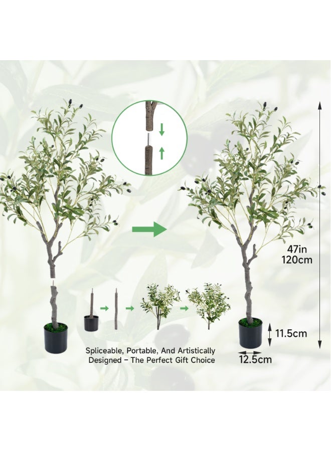 انفوسن شجرة زيتون صناعية INFOSUN ١٨٠/١٥٠/١٢٠ سم - نبات حريري واقعي مع فواكه، تركيب سهل، تزيين داخلي/خارجي (اختر المقاس) - Image 5