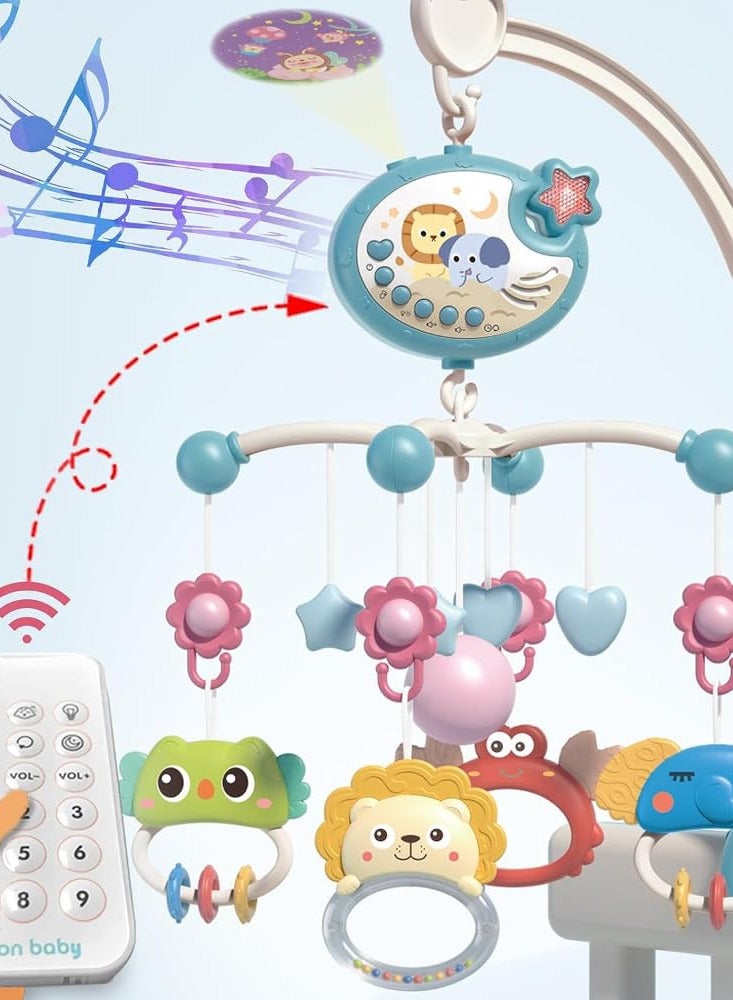 Baby Musical Crib Mobile Toy, Baby Crib Mobile Toy for Crib with Music and Lights, with Hanging Rotating Rattle Toy,Star Projection,400 Lullabies, Remote Control Baby Crib Mobile for Boys Girls - Image 1