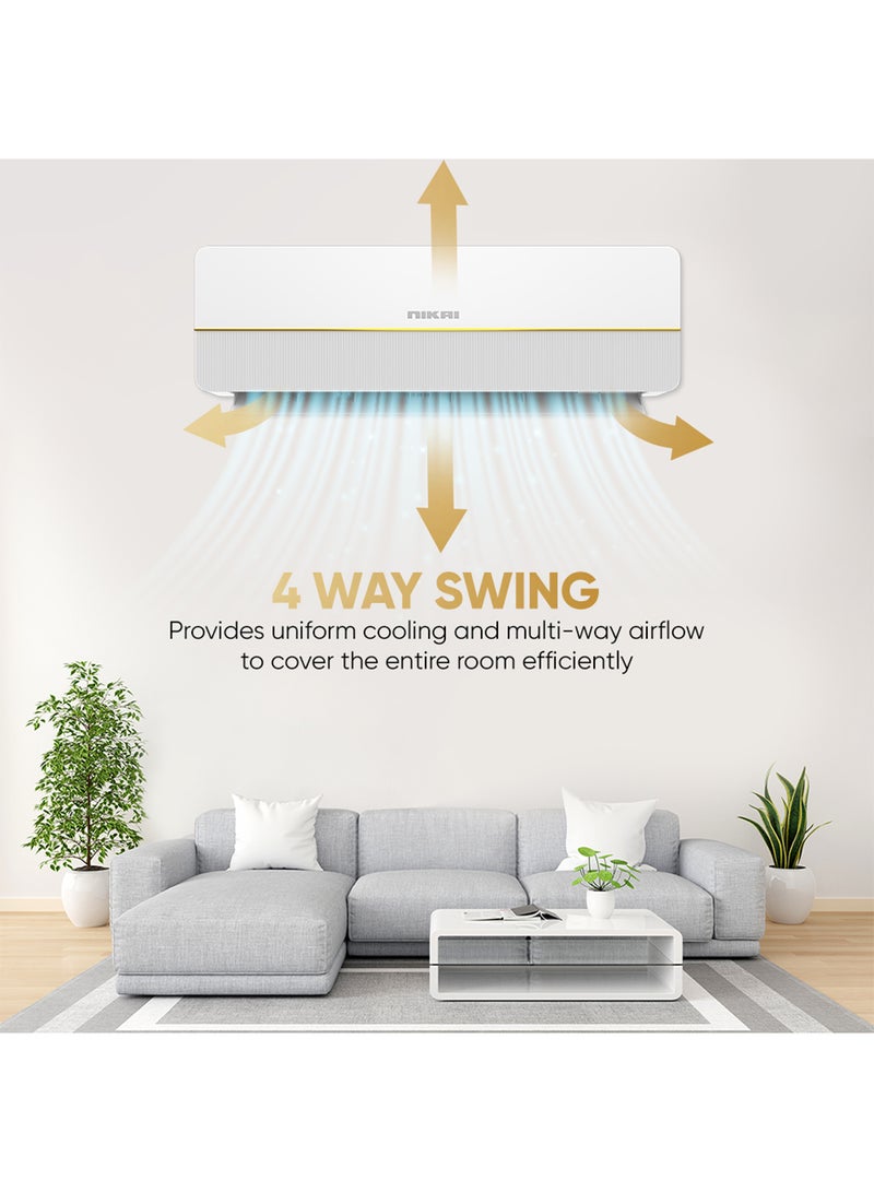 NIKAI 2.5 Ton Split AC, Energy Efficient Cooling with T3 Tropical Rotary Compressor, Turbo Mode with 4 Way Swing, 30000 BTU Air Conditioner, Gold Fin Technology, Ideal for Home & Office - NSAC30131N24 White - Image 5