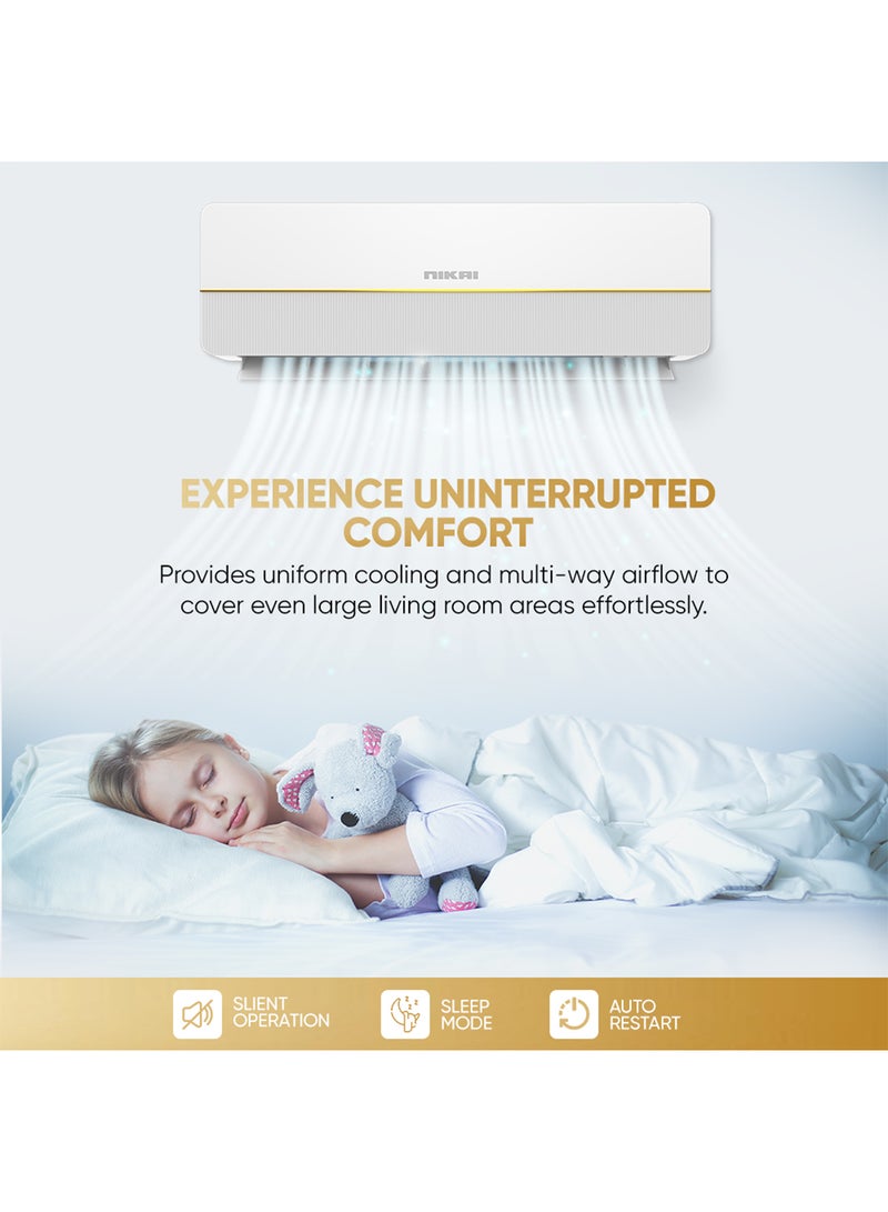 NIKAI 2.5 Ton Split AC, Energy Efficient Cooling with T3 Tropical Rotary Compressor, Turbo Mode with 4 Way Swing, 30000 BTU Air Conditioner, Gold Fin Technology, Ideal for Home & Office - NSAC30131N24 White - Image 3