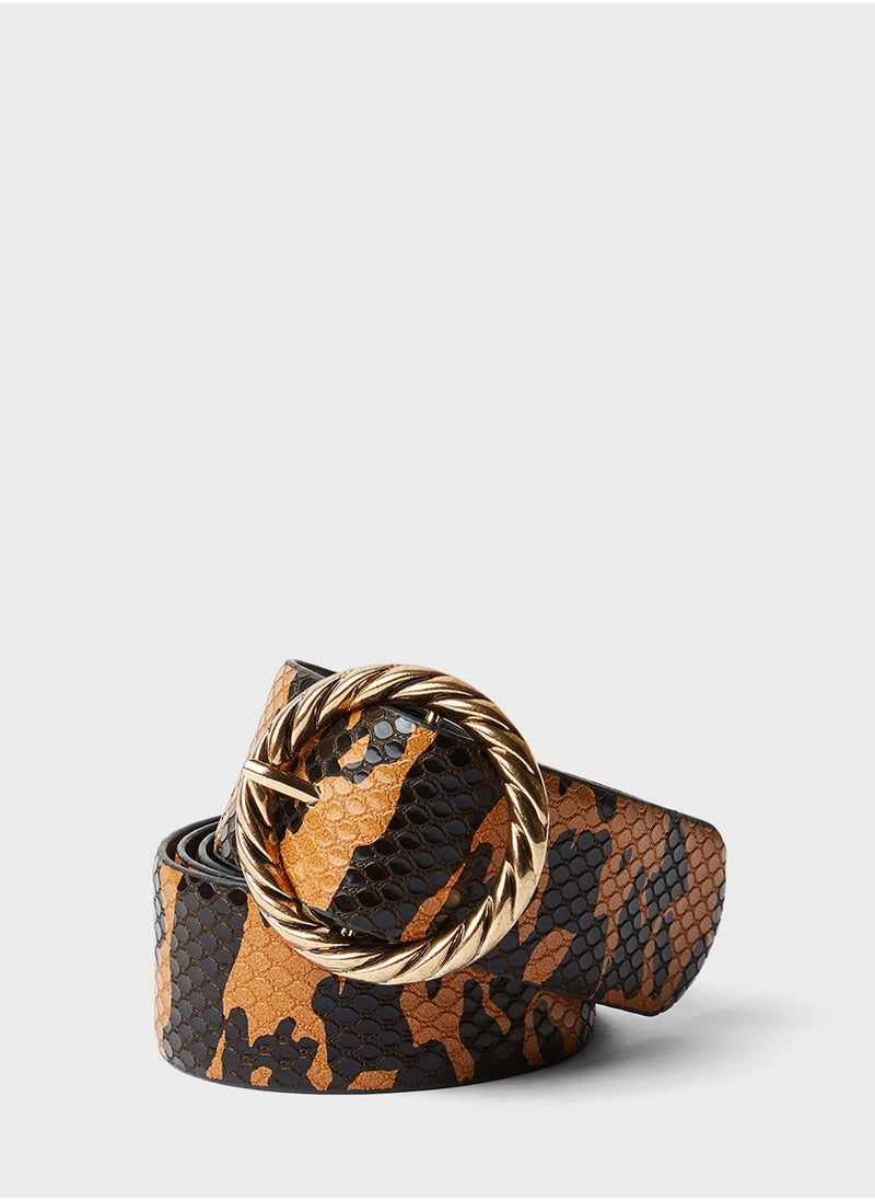 MANGO Snake Print Tongue Buckle Belt  - Image 1
