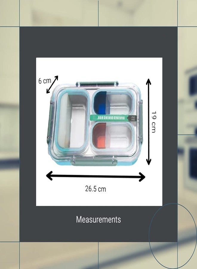 CELLEBII® 3 Compartment Dinner Tiffin Box for Office, Inner Stainless Steel Lunch Box, 1.2 L - Image 2