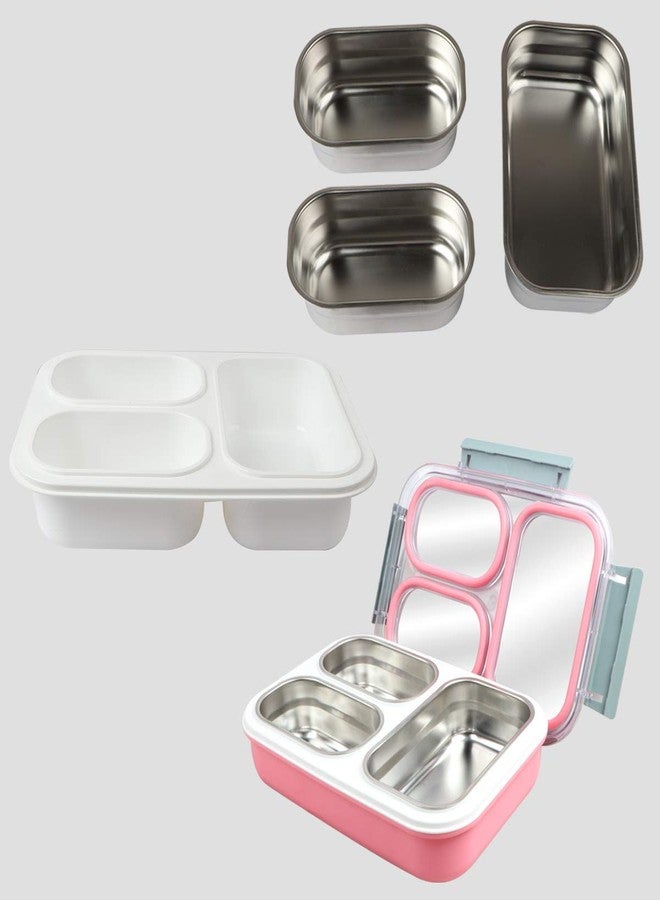 CELLEBII® 3 Compartment Dinner Tiffin Box for Office, Inner Stainless Steel Lunch Box, 1.2 L - Image 3