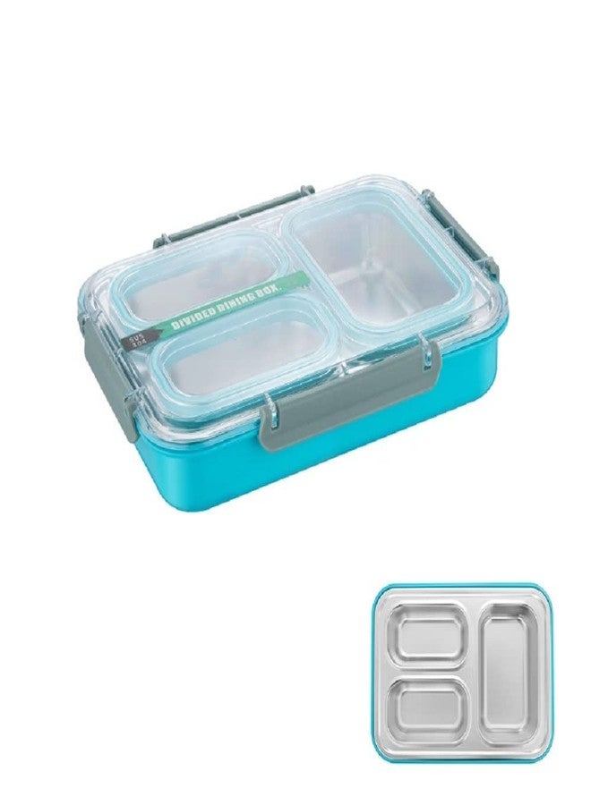 CELLEBII® 3 Compartment Dinner Tiffin Box for Office, Inner Stainless Steel Lunch Box, 1.2 L - Image 1