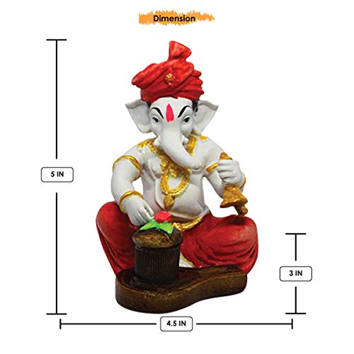 Karigaari India Handcrafted Polyresin Eco Friendly Lord Ganesha Ganpati Idol Figurine | Lord Ganesha Statue for Home Decoration (Multicolor) - Image 5