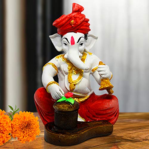 Karigaari India Handcrafted Polyresin Eco Friendly Lord Ganesha Ganpati Idol Figurine | Lord Ganesha Statue for Home Decoration (Multicolor) - Image 1