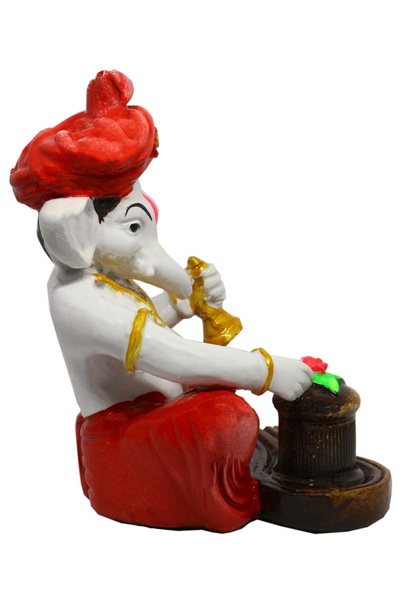 Karigaari India Handcrafted Polyresin Eco Friendly Lord Ganesha Ganpati Idol Figurine | Lord Ganesha Statue for Home Decoration (Multicolor) - Image 3