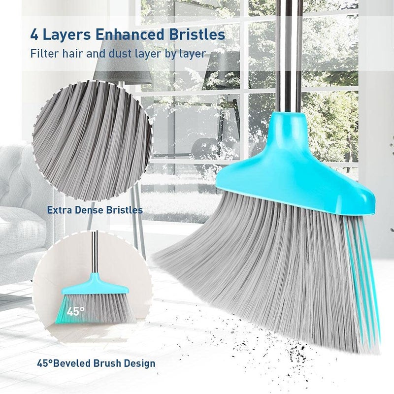 FGY Broom and Dustpan Set 48" Long Handle Broom and Collapsible Dust Pan Combo for Home Office Kitchen (Blue) - Image 2