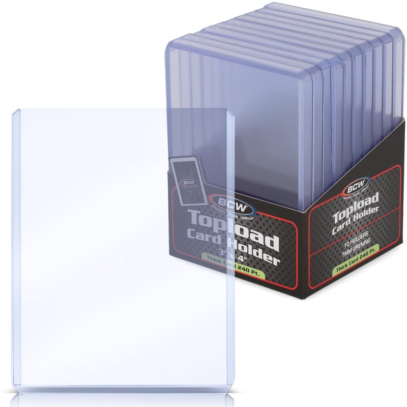 BCW Thick Card Topload Holder Holds Relic Patch and Jersey Cards Protective Card Sleeves for Collectibles and Trading Cards Protective Rigid Plastic Display Card Holder 240 pt 7 MM - Image 2