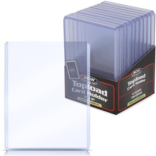 BCW Thick Card Topload Holder Holds Relic Patch and Jersey Cards Protective Card Sleeves for Collectibles and Trading Cards Protective Rigid Plastic Display Card Holder 240 pt 7 MM - Image 1