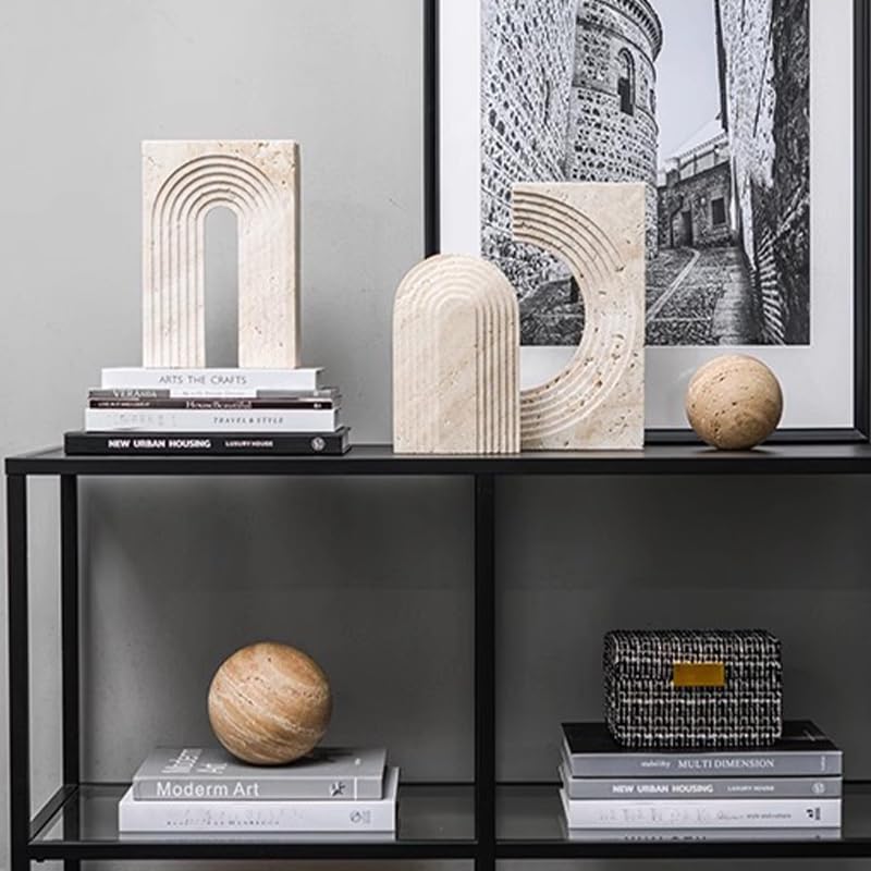 Artisanal Abode Yellow Travertine Marble Sphere, Hand-Polished Natural Stone Ball Decor, Living Room Accent (12cm Diameter) - Image 5