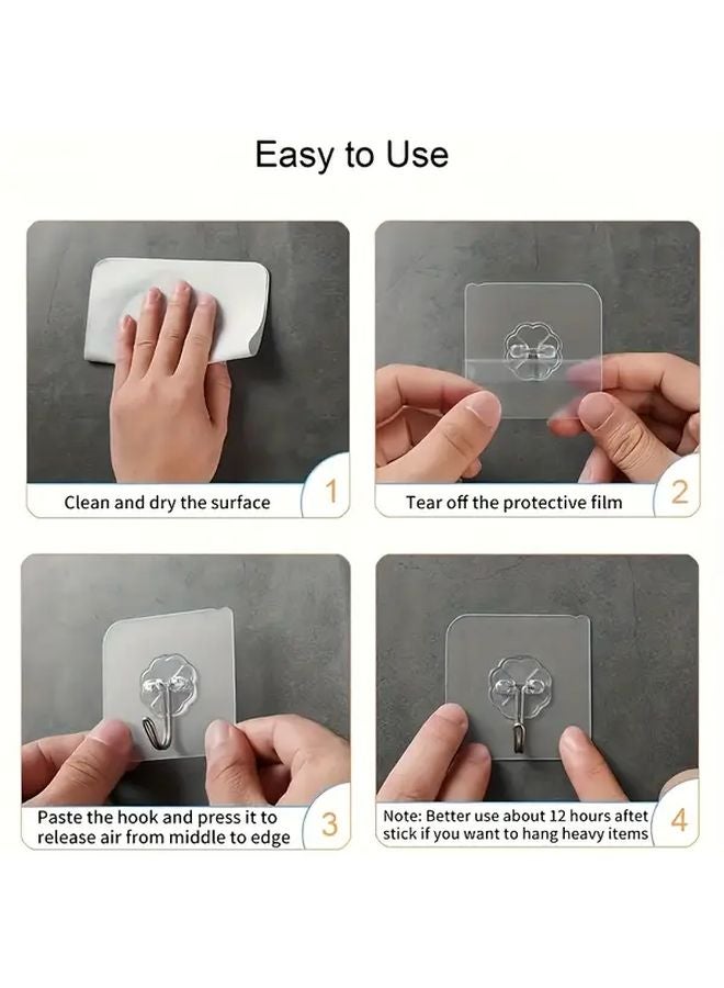 100 Pcs Self Adhesive Hooks Heavy Duty Wall Mounted Organizer Space Saving Storage - Image 3