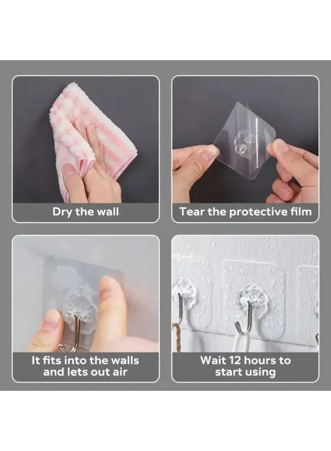 100 Pcs Self Adhesive Hooks Heavy Duty Wall Mounted Organizer Space Saving Storage - Image 5