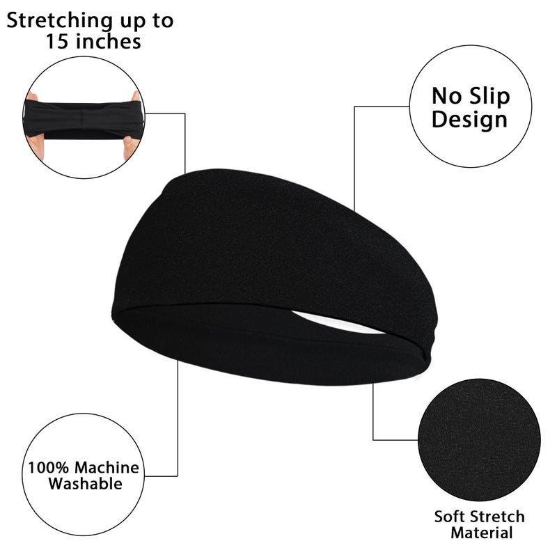 JOYOYO 3 Pack 9cm Unisex Headbands for Women's Hair Soft Stretchy Fabric Kylie Head Band Bandeaux Hair Accessories for Workout Gym Yoga Hair Band(Black) - Image 3