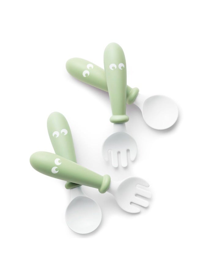 BABYBJORN BabyBjörn Baby Spoon and Fork, 4 pcs, Powder Green  - Image 3