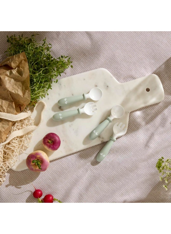 BABYBJORN BabyBjörn Baby Spoon and Fork, 4 pcs, Powder Green  - Image 2
