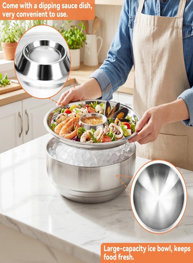 Ferrochef Shrimp Cocktail Serving Dish Chilled Serving Tray for Parties with Ice Bowl Stainless Steel Platter Charcuterie Servings Board Cold Dish for Shrimp Seafood Fruit Vegetable Buffet Restaurant - Image 2