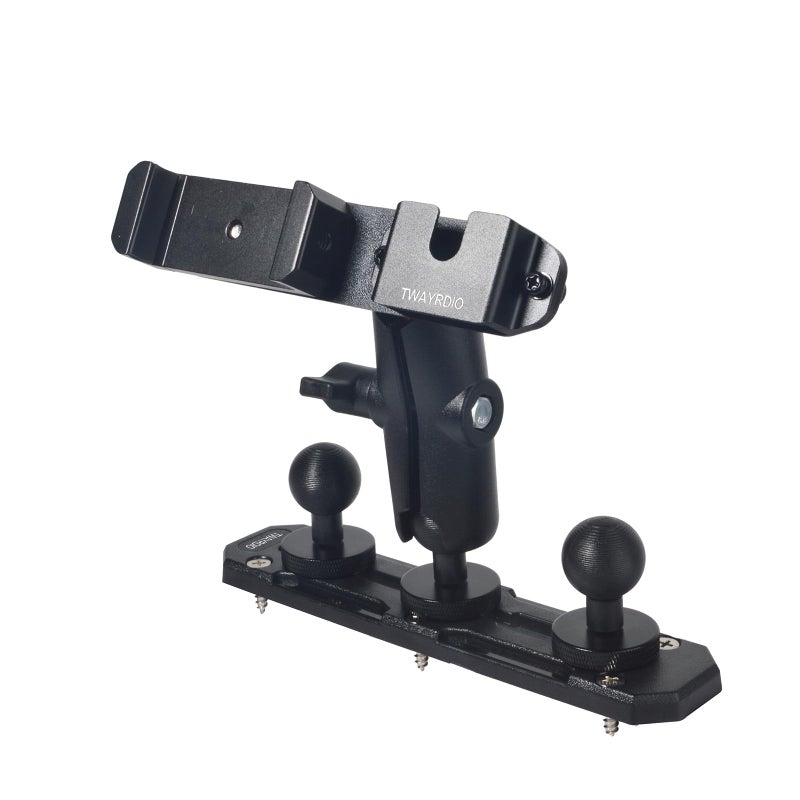 TWAYRDIO Dash Track Mount with 3pcs 1" Track Ball, Short Double Socket Arm, Phone/Radio Holder, Compatible with RAM Mounts, for Cars Vehicles Trucks Boats - Image 1