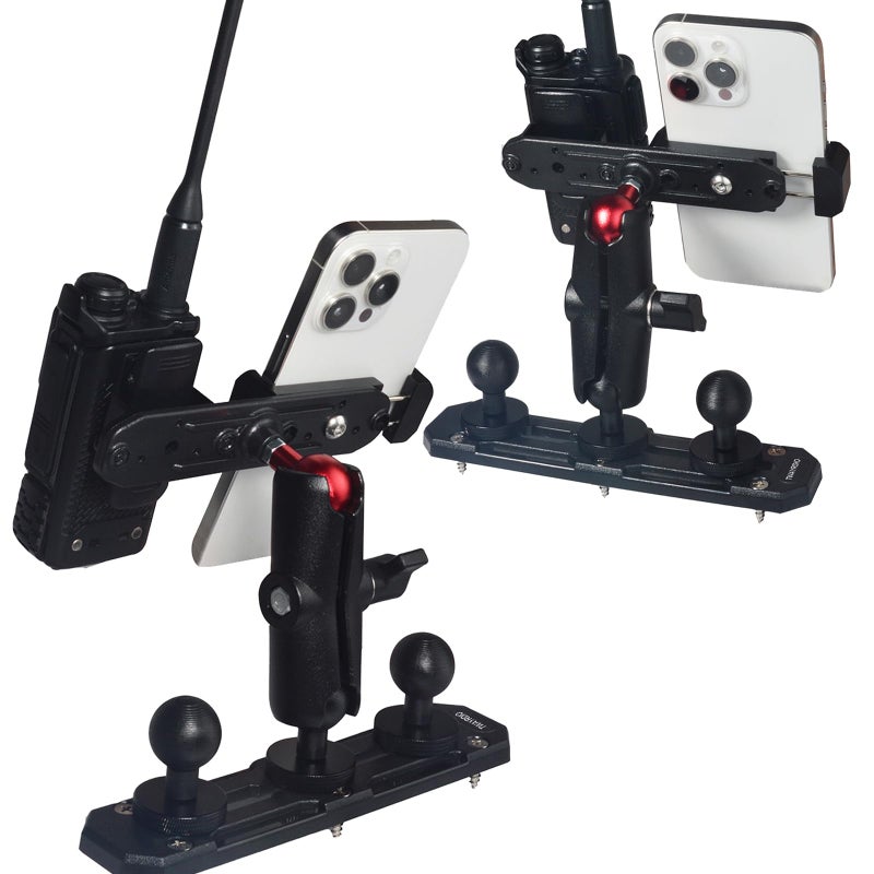 TWAYRDIO Dash Track Mount with 3pcs 1" Track Ball, Short Double Socket Arm, Phone/Radio Holder, Compatible with RAM Mounts, for Cars Vehicles Trucks Boats - Image 2
