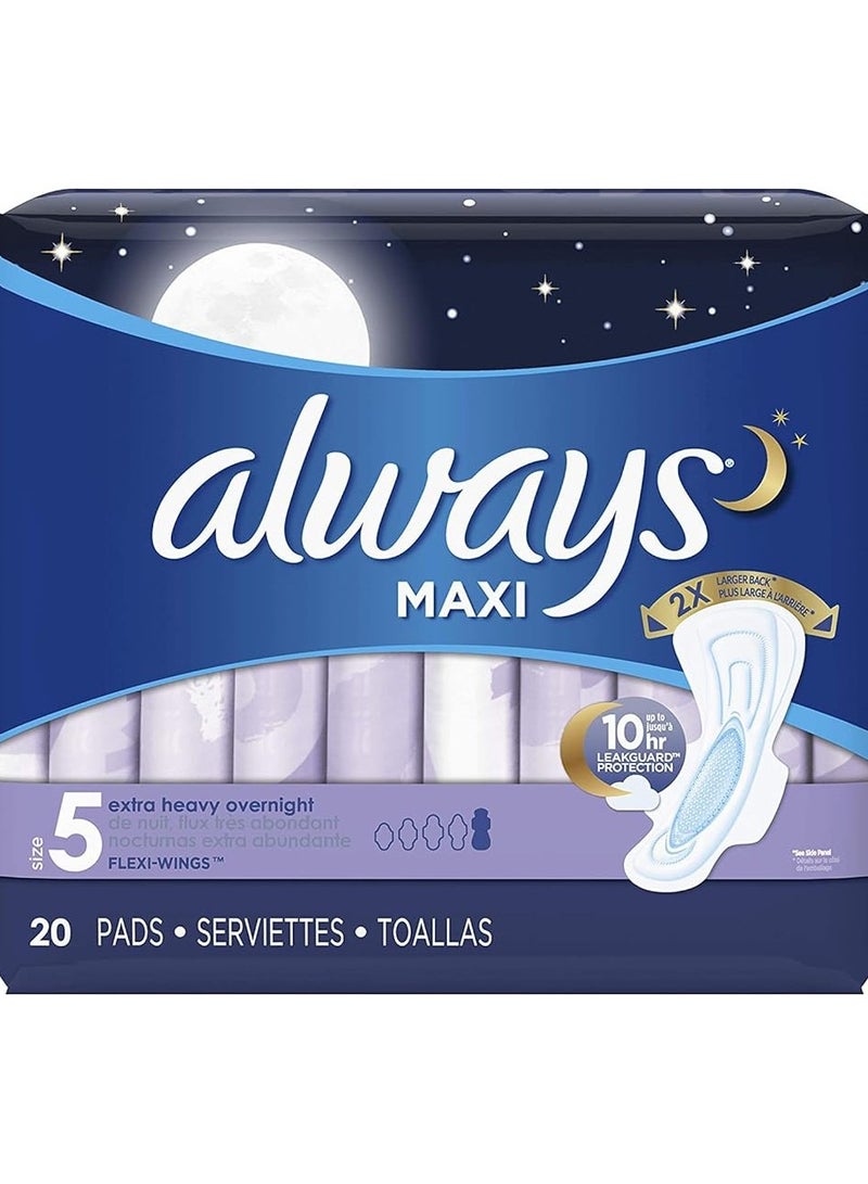 Always Maxi Overnight Extra Heavy Flow Pads – With Wings, Unscented for Uncompromised Nights!