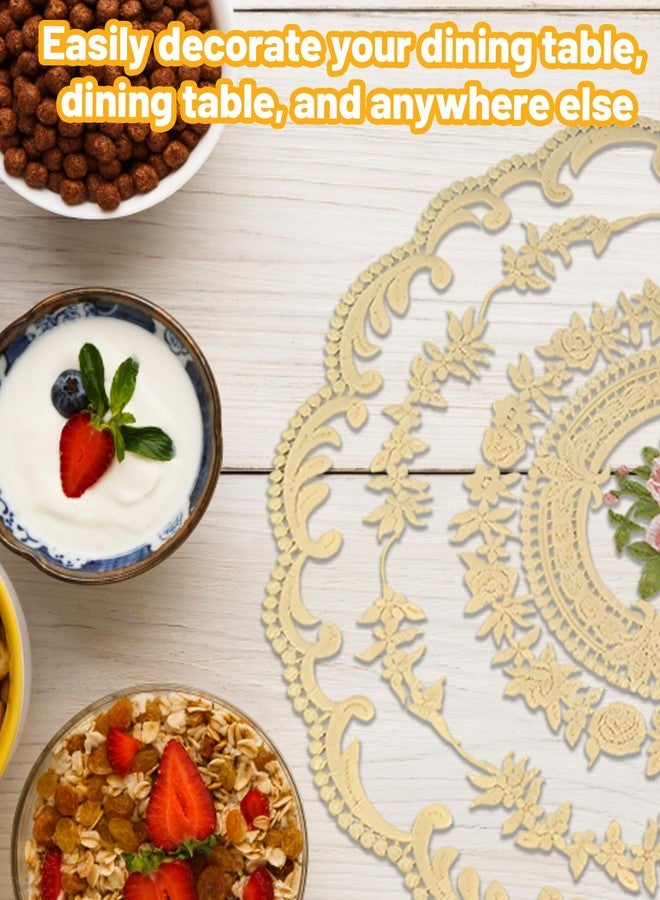 Buildcon 2 Piece, Crochet Table Cloth and Lace Table Mat for Side Tables, Small Table Decor, Round Table Cloth with Elegant Floral Design (Beige) - Image 5