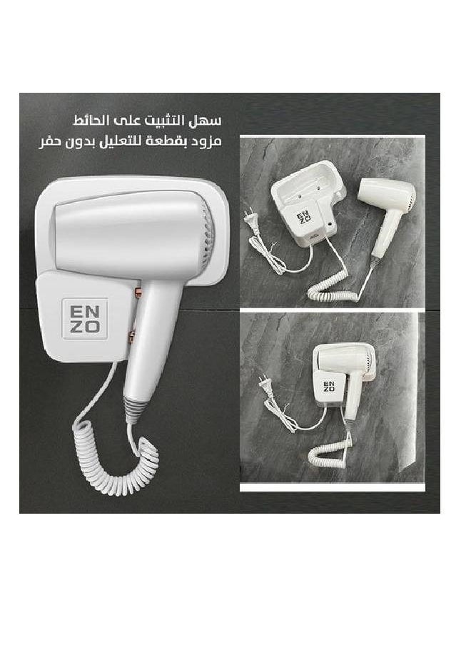 ENZO ENZO Hair Dryer Professional 1600W, Compact, Lightweight, and Powerful - Hot & Cold Settings, Automatic Shut-off - EN- 6005  - Image 4