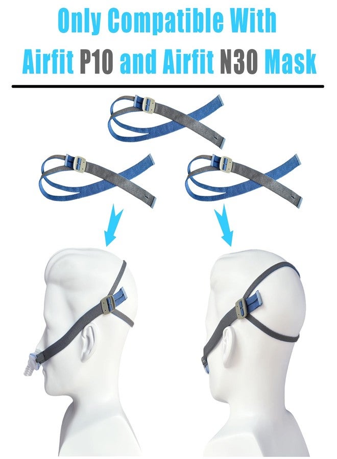 GJX 3 Packs Headgear Compatibility with Airfit P10 and N30 Latest Version Adjustable Replacement CPAP Headgear Strap for P10/N30 CPAP Nasal Pillow Mask Replace Part(Without Nasal Pillow Frame) - Image 4