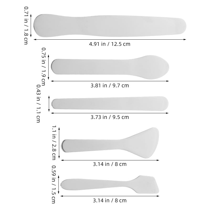 Stainless Steel Utensils Set Skincare Spatula For Women Girls Daily Use Compact Style 5Pcs - Image 2