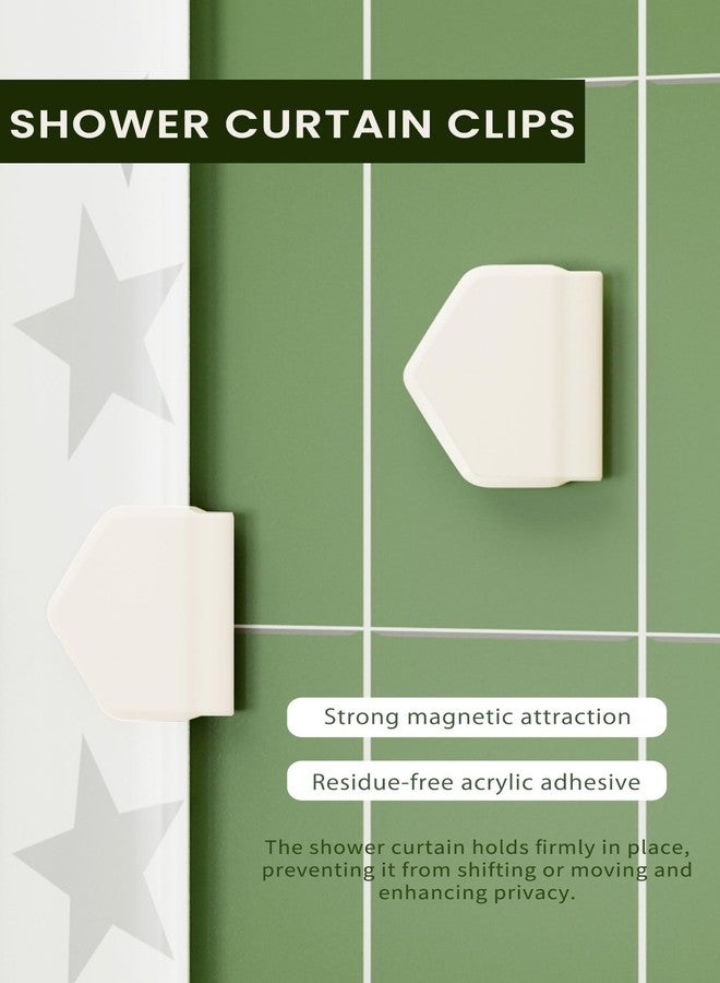 4pcs White Shower Curtain Clips，Magnetic Shower Curtain Clips for Keeping Liner Closed to Wall Against Water Splashing Out - Image 4