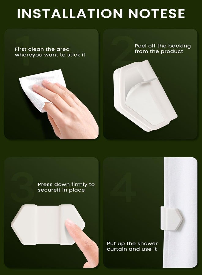 4pcs White Shower Curtain Clips，Magnetic Shower Curtain Clips for Keeping Liner Closed to Wall Against Water Splashing Out - Image 5