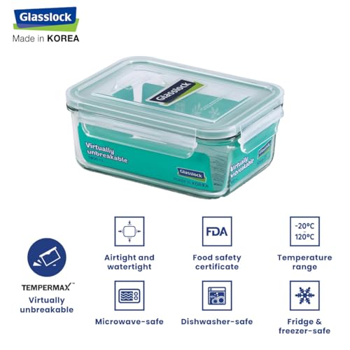Glasslock Korea Tempered Glass Storage Containers with Lid - Classic 1900ml Rectangle - Airtight Food Storage Kitchen Container - Office Lunch Tiffin Box/Bowl, Microwave/Dishwasher/Fridge/Freezer Safe - Image 3