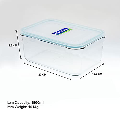 Glasslock Korea Tempered Glass Storage Containers with Lid - Classic 1900ml Rectangle - Airtight Food Storage Kitchen Container - Office Lunch Tiffin Box/Bowl, Microwave/Dishwasher/Fridge/Freezer Safe - Image 5