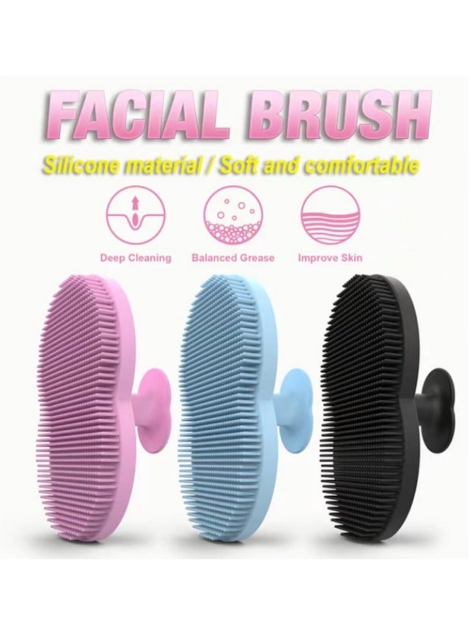 Generic Silicone Face Brush, Facial Cleansing Brush, Pore Cleaning Brush, Gentle Exfoliating Pad And Massage Skin Care Black  - Image 2