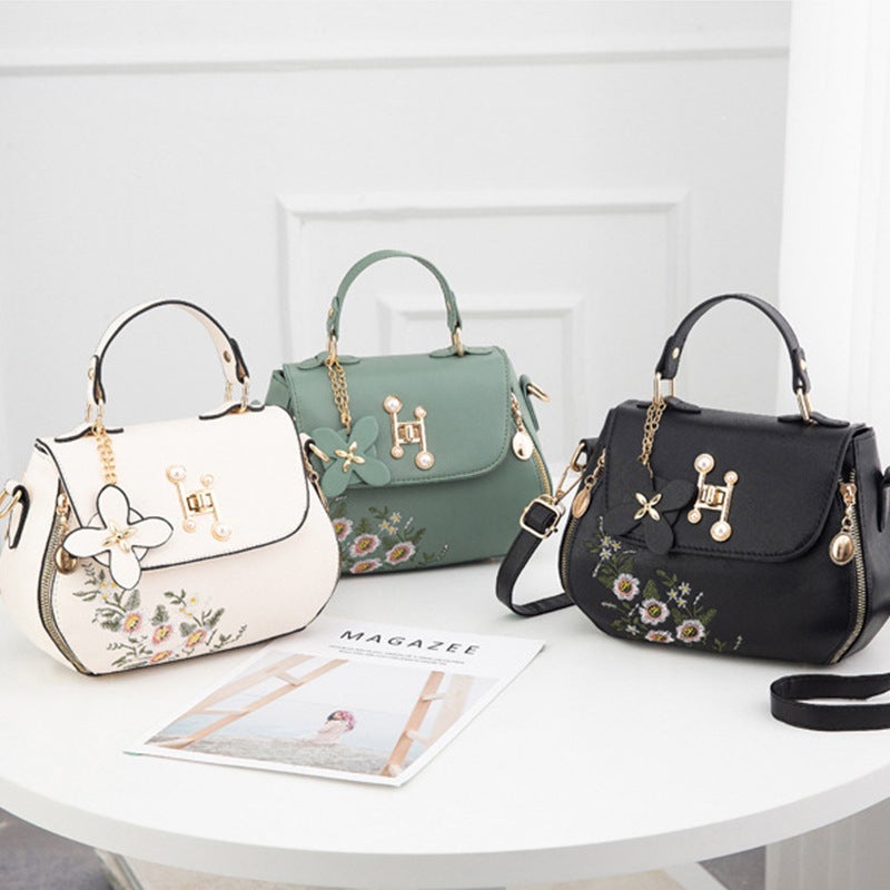 Simple Fashion Embroidered Bucket Bag 2023 Autumn New Portable Small Bag Sweet Lady Shoulder Messenger Bag - Image 2