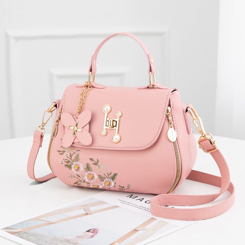Simple Fashion Embroidered Bucket Bag 2023 Autumn New Portable Small Bag Sweet Lady Shoulder Messenger Bag - Image 1