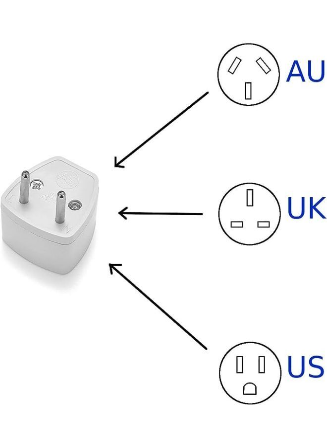 قطعتان من قابس محول السفر المحمول العالمي لتحويل الطاقة الكهربائية من المملكة المتحدة/الولايات المتحدة/الاتحاد الأفريقي إلى الاتحاد الأوروبي، صغير الحجم عالمي الكل في واحد قابل للتوصيل بمقبس مخرج التي - Image 2