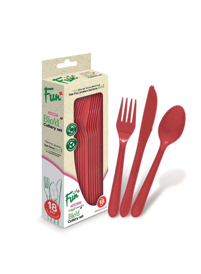 Fun Colors Biodegradable Cutlery Sets 18 Pcs - Image 1