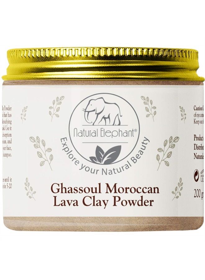Natural Elephant Ghassoul Moroccan Lava Clay Powder 100% Pure & Natural (200g Jar (7oz)) - Image 1