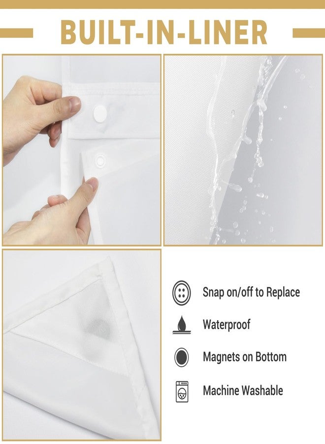 WONICY No Hook Shower Curtain with Snap in Liner, Polyester Textured Shower Curtain with Liner Set, Waterproof Washable Hotel Style Shower Curtains for Bathroom, 71Wx74H, Cream - Image 5