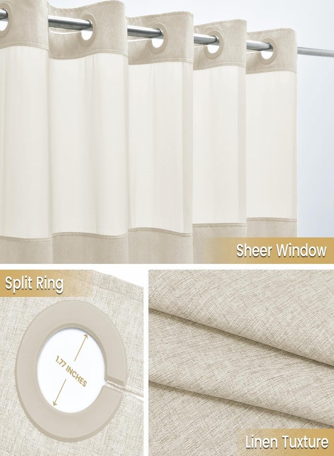 WONICY No Hook Shower Curtain with Snap in Liner, Polyester Textured Shower Curtain with Liner Set, Waterproof Washable Hotel Style Shower Curtains for Bathroom, 71Wx74H, Cream - Image 4