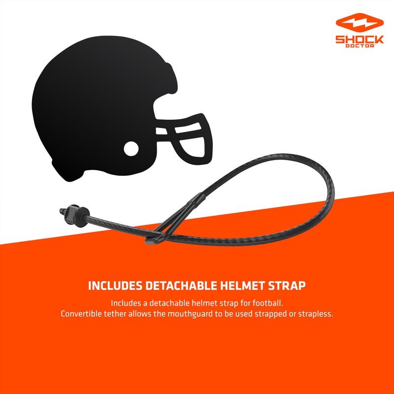 Shock Doctor Mouth Guard Sports, Hockey, Lacrosse, Baseball, Wrestling Moutguard, Gel Max Heavy Duty Protection & Custom Fit, Football Mouth Guard with Strap, Adult & Youth Mouthguard - Image 3