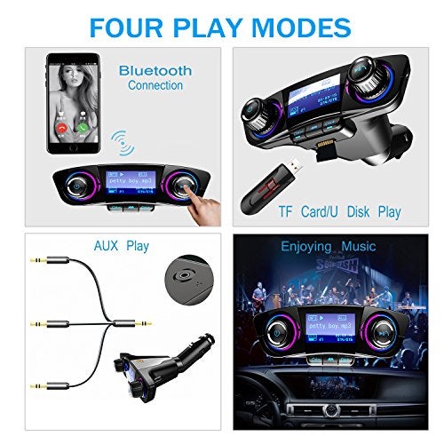 Jinserta Bluetooth FM Transmitter Handfrees-Calling Radio Adapter Car Kit with Dual USB Port MP3 Player Support TF Card USB Flash Drive - Image 3