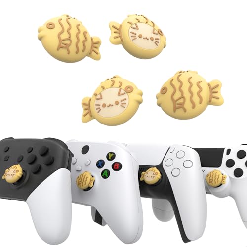 PlayVital Cute Thumb Grip Caps for Nintendo Switch 2 Pro, Switch Pro Controller, Joystick Caps Cover for ps5, Edge, ps4, Xbox Series X/S, Xbox One, Elite Series 2 Controller - Taiyaki Kitten - Image 3